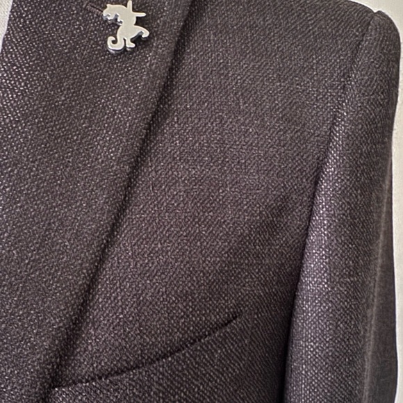 TOMBOLINI • Zero Gravity Virgin Wool Brown Tweed Pant Suit Made In Italy - Picture 3 of 16